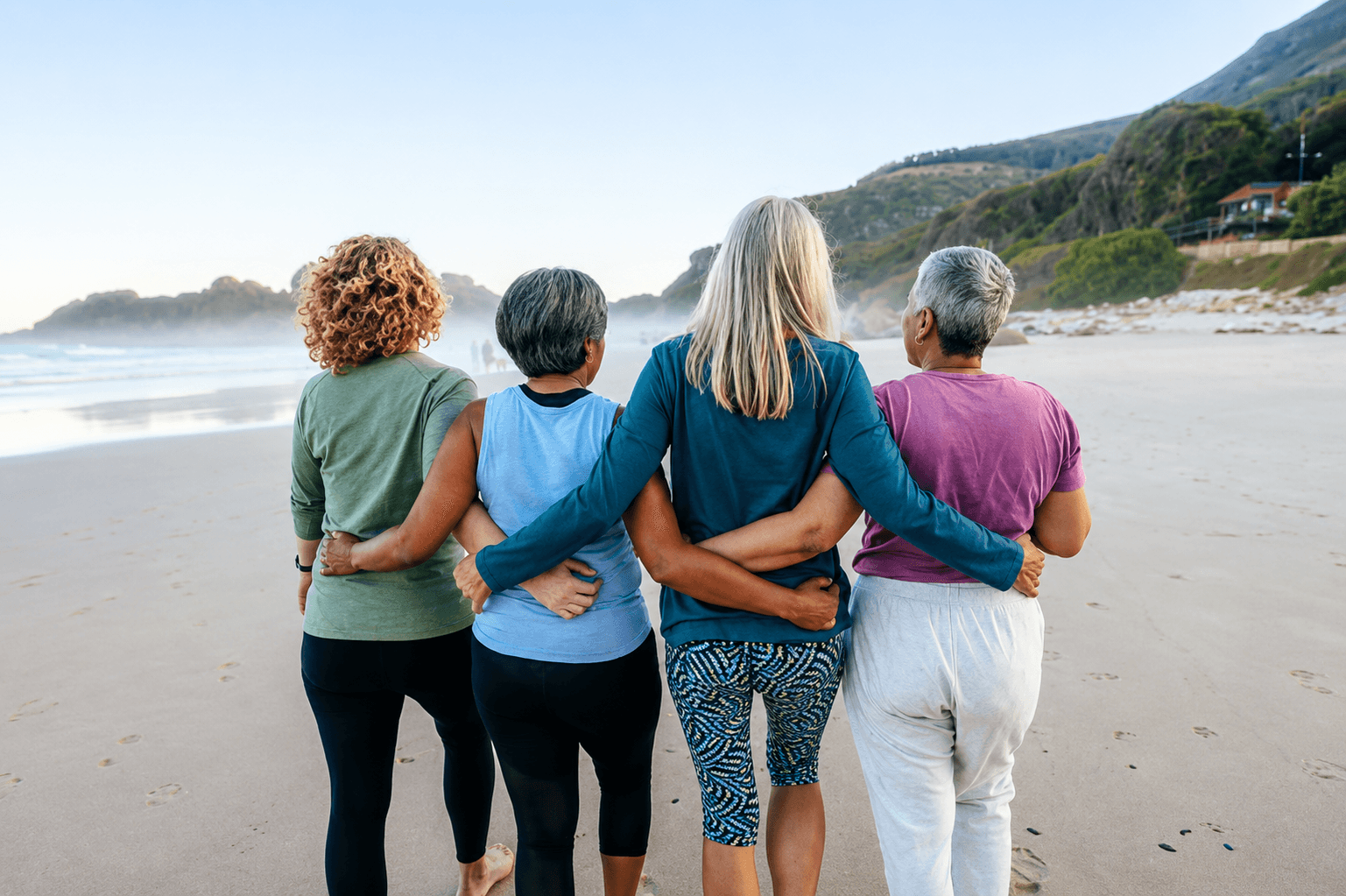 elder women are hugging