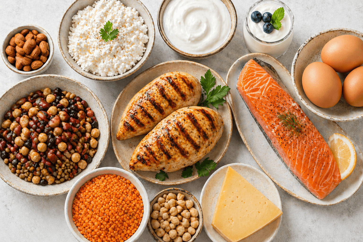 table with protein rich food