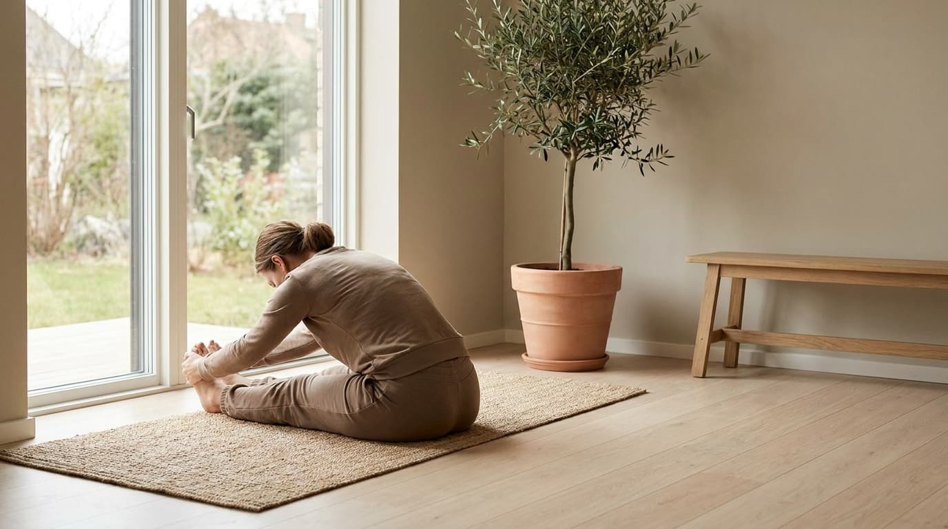 stretching on floor